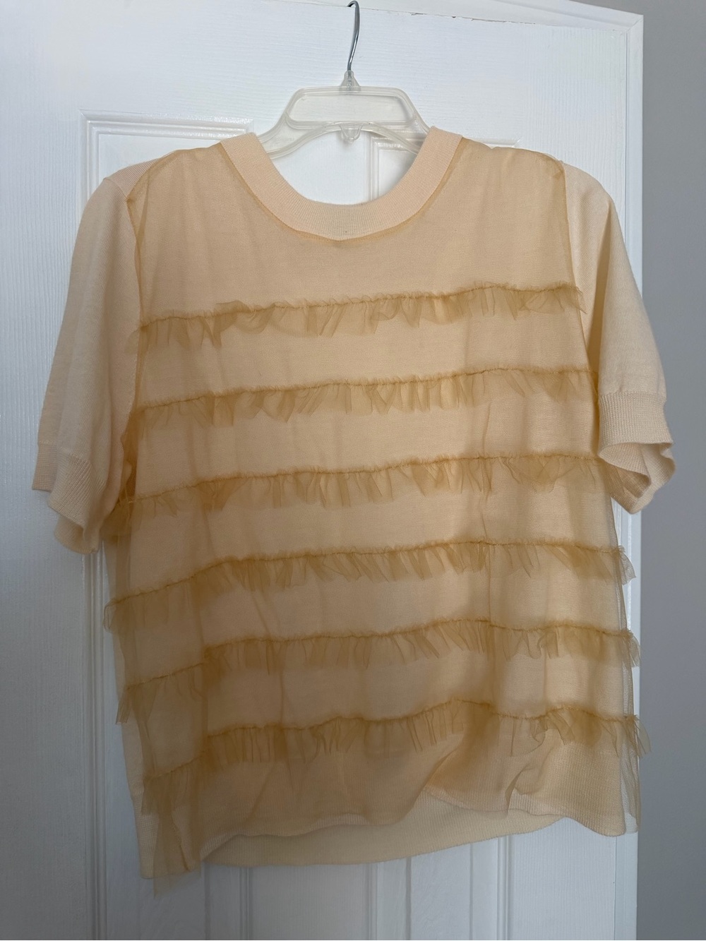 J. Crew Short Sleeve Ruffle Layered Tee - Cream